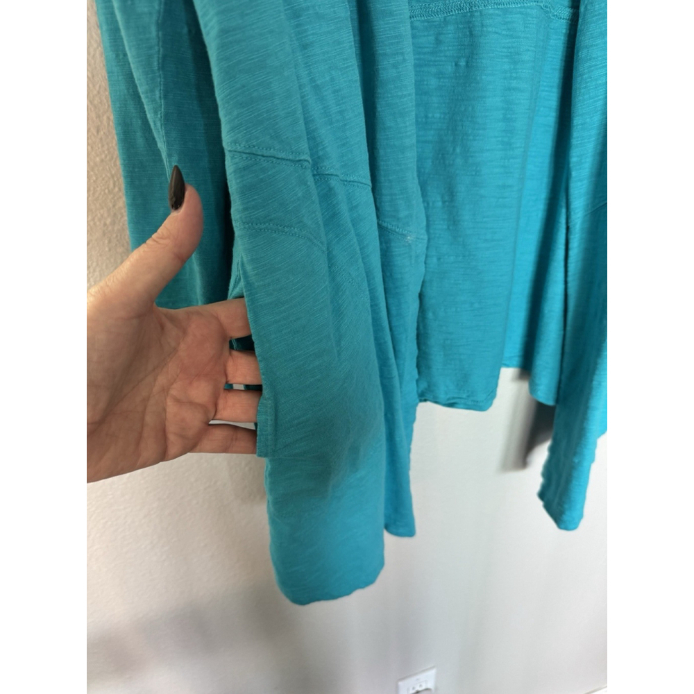 Chicos The Ultimate Tee Cardigan Womens Sz 2 Turquoise Long Sleeve Lightweight - Picture 5 of 7